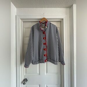 Joyce Blue White & Red Stripe Jacket, Size 1 X